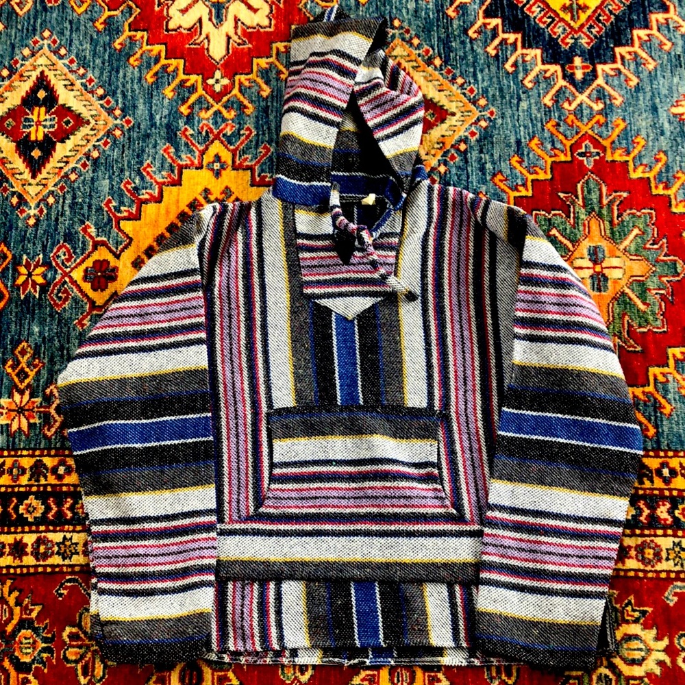 Baja Hoodie Size Large Multi Color Surf Hemp Hoodie